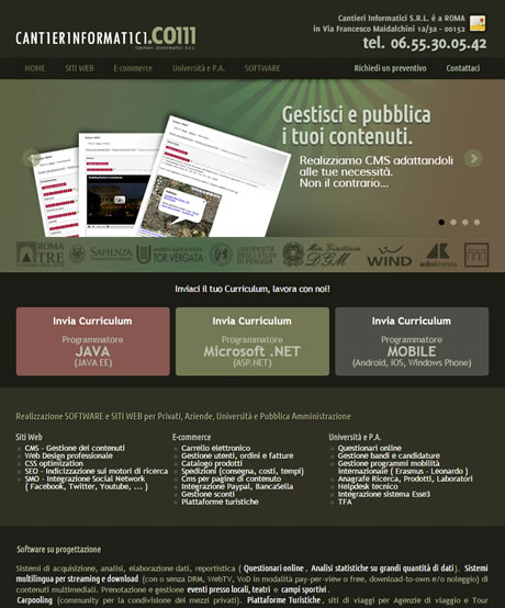 Sito web di Cantieri Informatici nel 2013